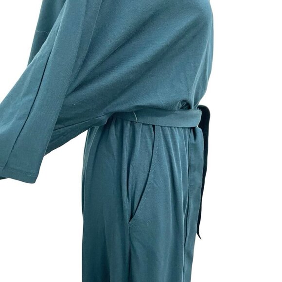 NWT Garnet Hill Kimono Sleeve Jumpsuit Stretch Wide Leg Cropped Teal size XS - Picture 7 of 13